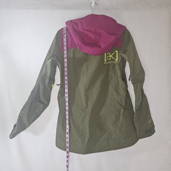 AK BURTON Army Green Ski Coat Jacket Women Sz M Gore Tex Maroon Accents - Picture 2 of 10